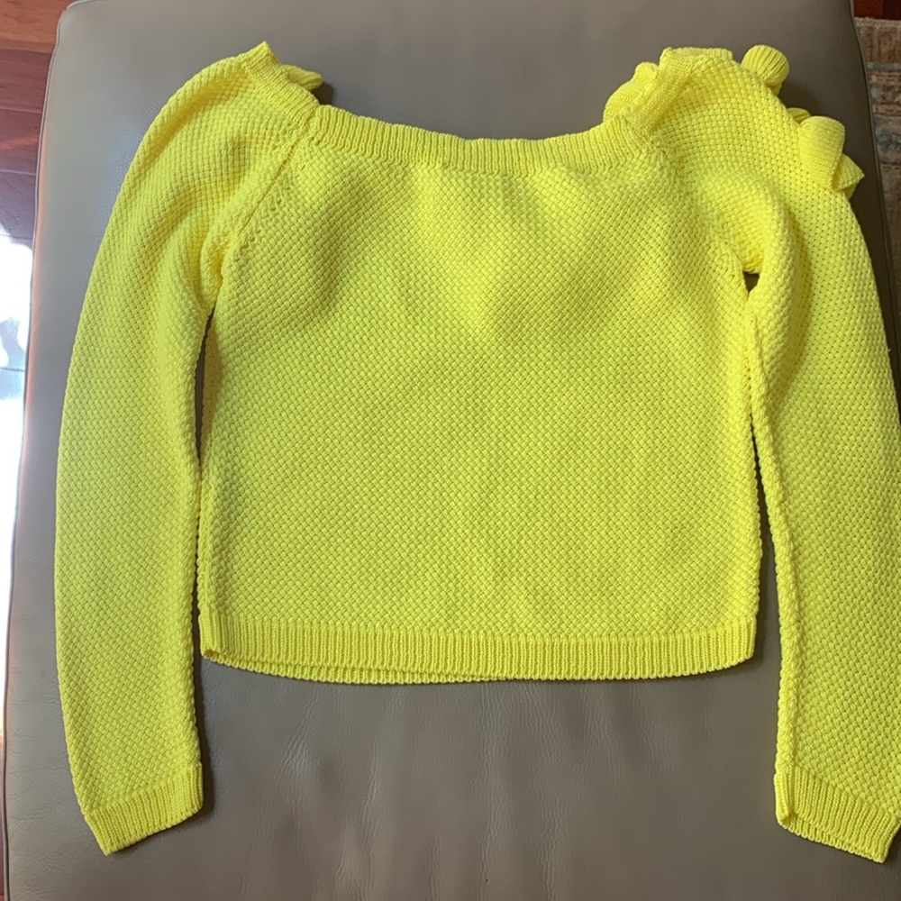 Yellow Ruffled Women's Sweater - Picture 2 of 6